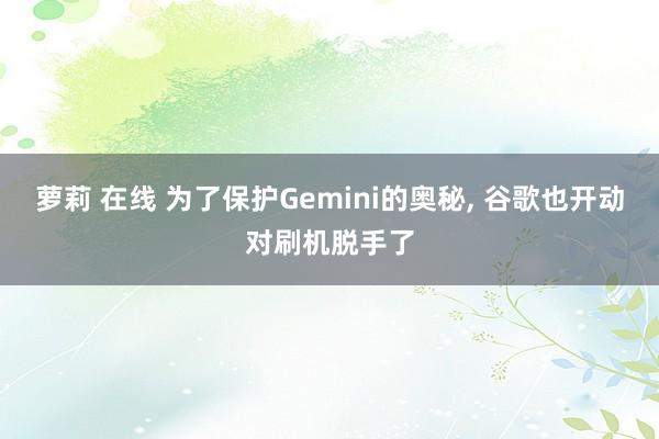 萝莉 在线 为了保护Gemini的奥秘， 谷歌也开动对刷机脱手了