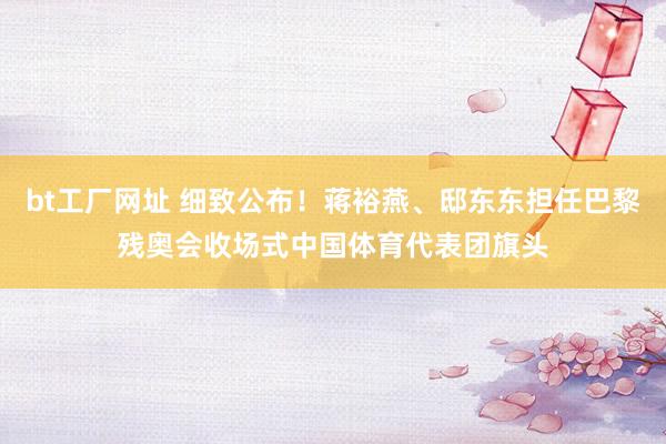 bt工厂网址 细致公布！蒋裕燕、邸东东担任巴黎残奥会收场式中国体育代表团旗头