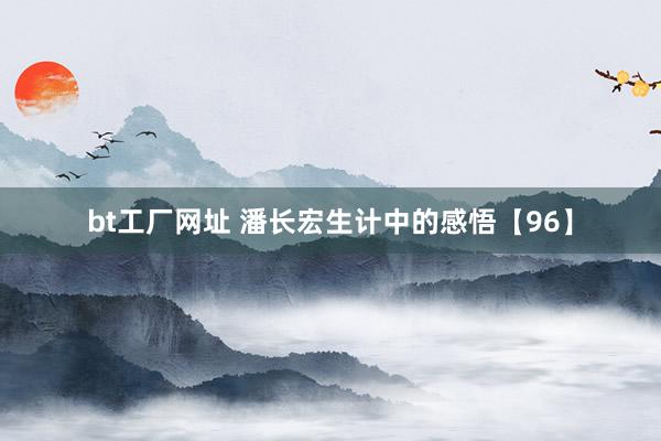 bt工厂网址 潘长宏生计中的感悟【96】