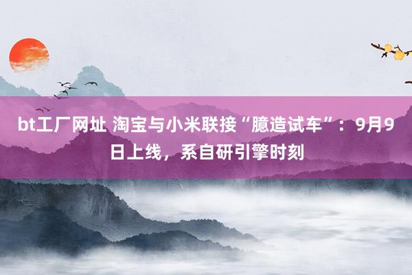 bt工厂网址 淘宝与小米联接“臆造试车”：9月9日上线，系自研引擎时刻