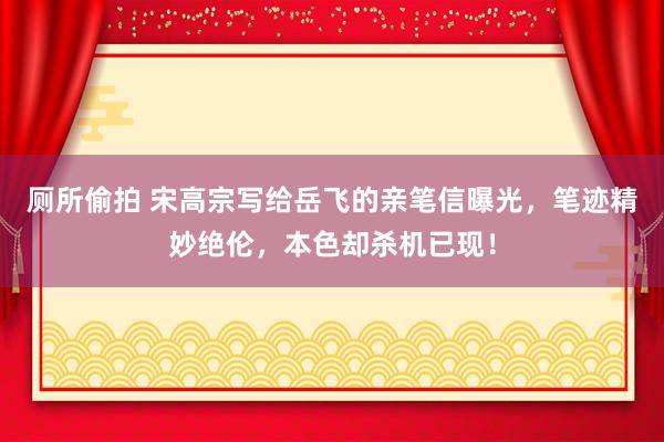 厕所偷拍 宋高宗写给岳飞的亲笔信曝光，笔迹精妙绝伦，本色却杀机已现！
