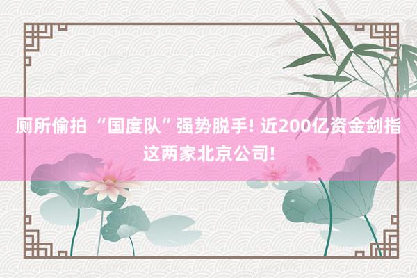 厕所偷拍 “国度队”强势脱手! 近200亿资金剑指这两家北京公司!