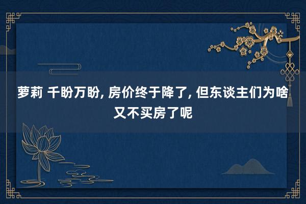 萝莉 千盼万盼， 房价终于降了， 但东谈主们为啥又不买房了呢