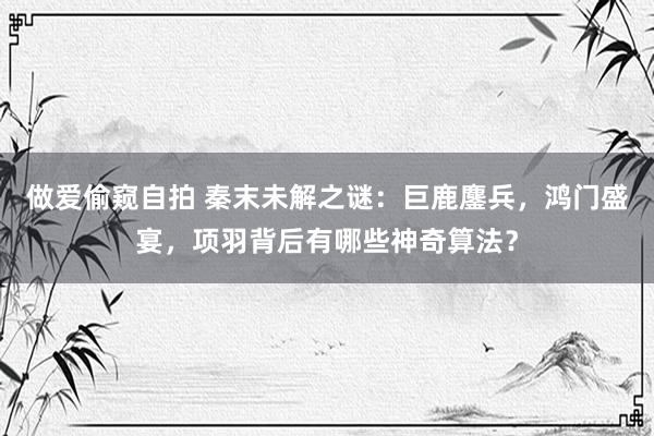 做爱偷窥自拍 秦末未解之谜：巨鹿鏖兵，鸿门盛宴，项羽背后有哪些神奇算法？