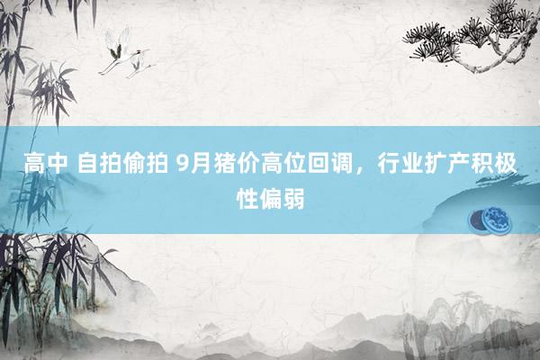 高中 自拍偷拍 9月猪价高位回调，行业扩产积极性偏弱