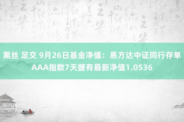 黑丝 足交 9月26日基金净值：易方达中证同行存单AAA指数7天握有最新净值1.0536