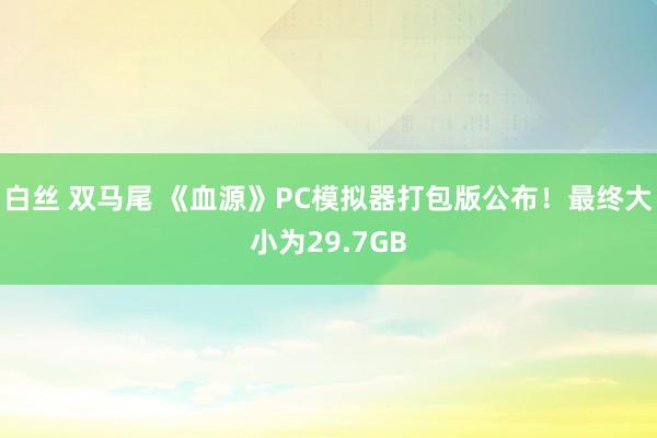 白丝 双马尾 《血源》PC模拟器打包版公布！最终大小为29.7GB