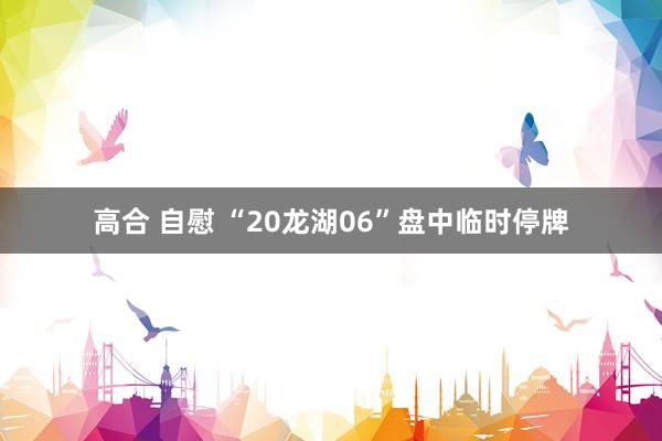 高合 自慰 “20龙湖06”盘中临时停牌