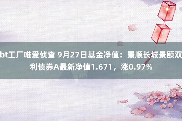 bt工厂唯爱侦查 9月27日基金净值：景顺长城景颐双利债券A最新净值1.671，涨0.97%
