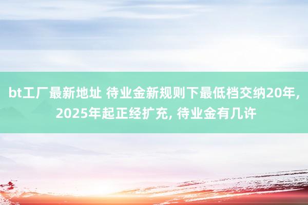 bt工厂最新地址 待业金新规则下最低档交纳20年， 2025年起正经扩充， 待业金有几许