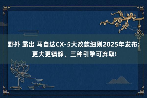 野外 露出 马自达CX-5大改款细则2025年发布: 更大更镇静、三种引擎可弃取!