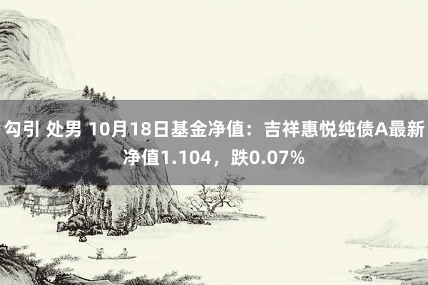 勾引 处男 10月18日基金净值：吉祥惠悦纯债A最新净值1.104，跌0.07%
