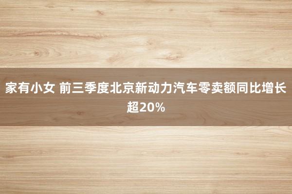 家有小女 前三季度北京新动力汽车零卖额同比增长超20%