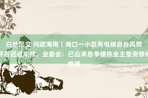 白丝足交 问政海南丨海口一小区有电梯自台风损坏后迟迟未修，业委会：已应承息争楼栋业主垫资修梯