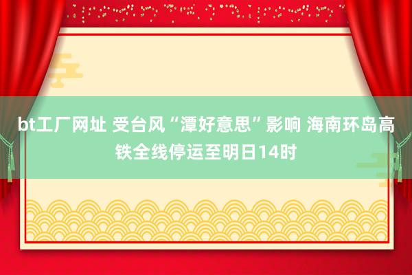 bt工厂网址 受台风“潭好意思”影响 海南环岛高铁全线停运至明日14时