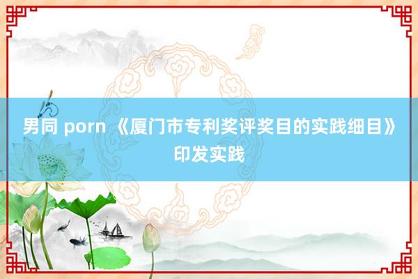 男同 porn 《厦门市专利奖评奖目的实践细目》印发实践