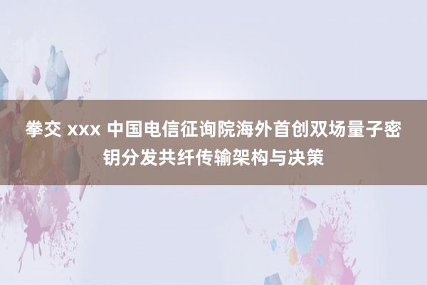 拳交 xxx 中国电信征询院海外首创双场量子密钥分发共纤传输架构与决策