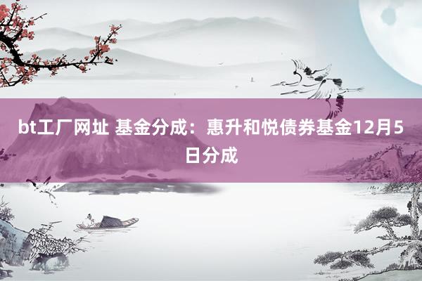 bt工厂网址 基金分成：惠升和悦债券基金12月5日分成
