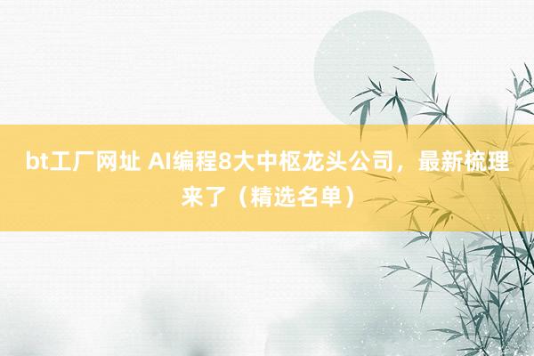 bt工厂网址 AI编程8大中枢龙头公司，最新梳理来了（精选名单）