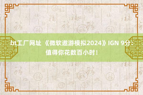 bt工厂网址 《微软遨游模拟2024》IGN 9分：值得你花数百小时！