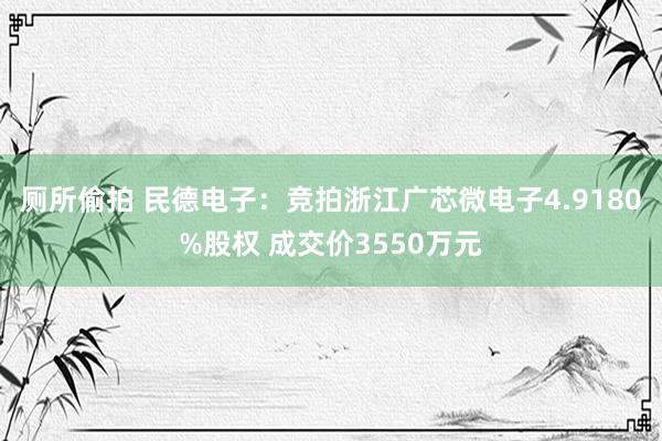 厕所偷拍 民德电子：竞拍浙江广芯微电子4.9180%股权 成交价3550万元