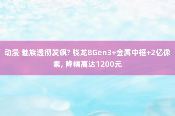 动漫 魅族透彻发飙? 骁龙8Gen3+金属中框+2亿像素， 降幅高达1200元