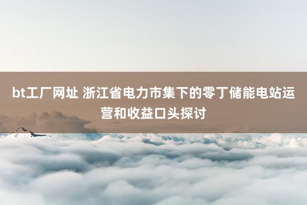 bt工厂网址 浙江省电力市集下的零丁储能电站运营和收益口头探讨