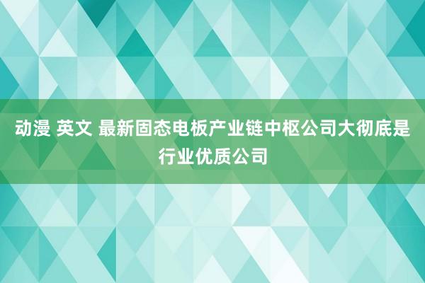 动漫 英文 最新固态电板产业链中枢公司大彻底是行业优质公司