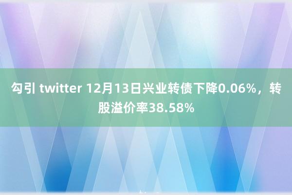 勾引 twitter 12月13日兴业转债下降0.06%，转股溢价率38.58%