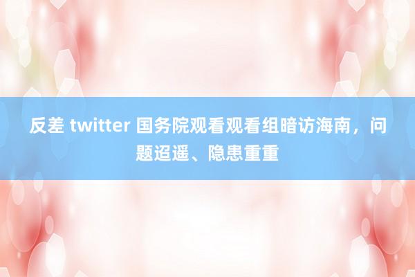 反差 twitter 国务院观看观看组暗访海南，问题迢遥、隐患重重