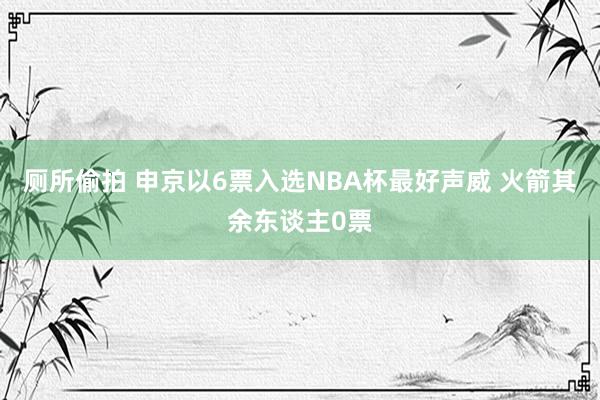 厕所偷拍 申京以6票入选NBA杯最好声威 火箭其余东谈主0票