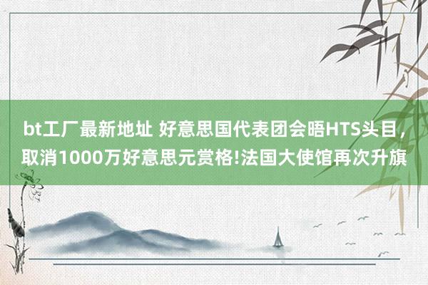 bt工厂最新地址 好意思国代表团会晤HTS头目，取消1000万好意思元赏格!法国大使馆再次升旗