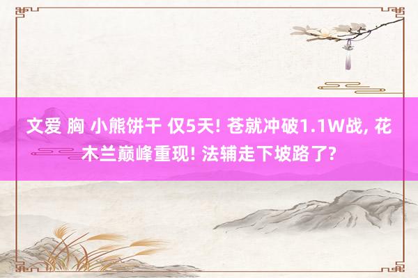 文爱 胸 小熊饼干 仅5天! 苍就冲破1.1W战， 花木兰巅峰重现! 法辅走下坡路了?