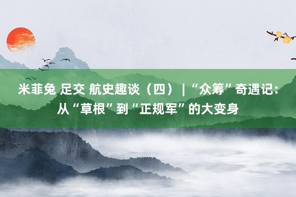 米菲兔 足交 航史趣谈（四） | “众筹”奇遇记：从“草根”到“正规军”的大变身