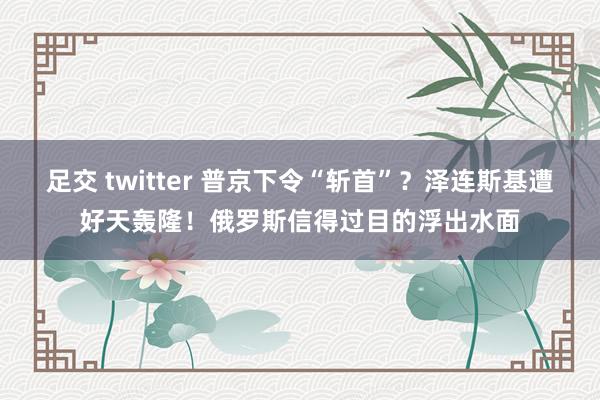 足交 twitter 普京下令“斩首”？泽连斯基遭好天轰隆！俄罗斯信得过目的浮出水面