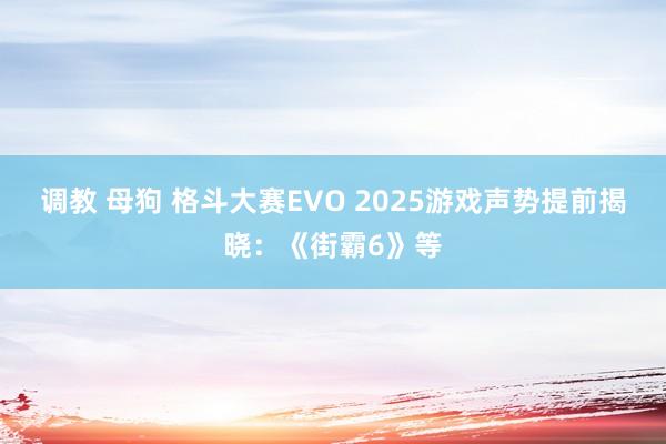 调教 母狗 格斗大赛EVO 2025游戏声势提前揭晓：《街霸6》等