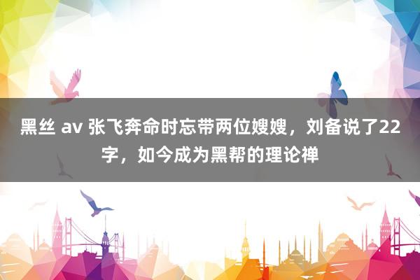 黑丝 av 张飞奔命时忘带两位嫂嫂，刘备说了22字，如今成为黑帮的理论禅