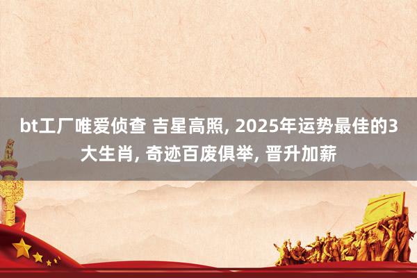 bt工厂唯爱侦查 吉星高照， 2025年运势最佳的3大生肖， 奇迹百废俱举， 晋升加薪