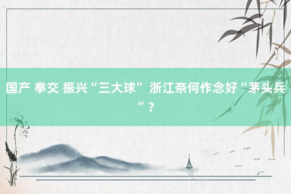 国产 拳交 振兴“三大球” 浙江奈何作念好“茅头兵”？
