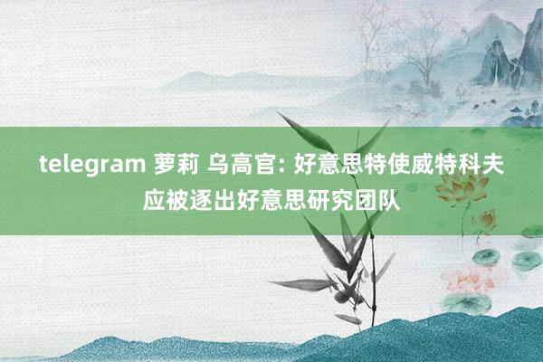 telegram 萝莉 乌高官: 好意思特使威特科夫应被逐出好意思研究团队