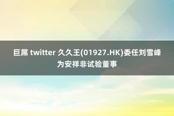 巨屌 twitter 久久王(01927.HK)委任刘雪峰为安祥非试验董事