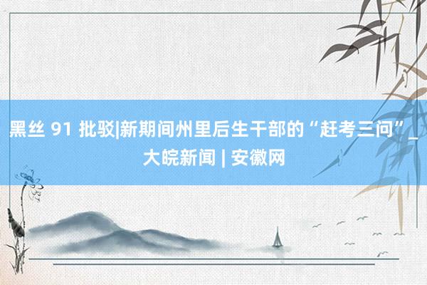 黑丝 91 批驳|新期间州里后生干部的“赶考三问”_大皖新闻 | 安徽网