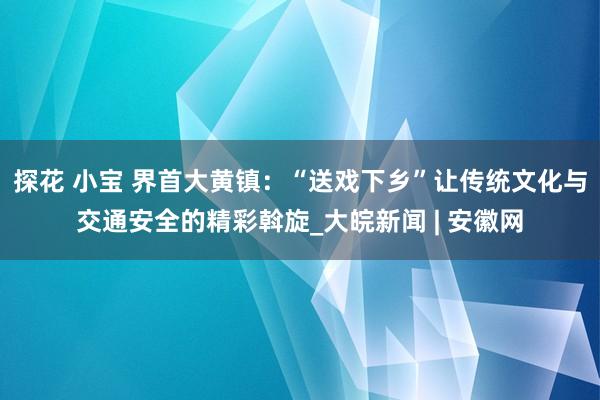 探花 小宝 界首大黄镇：“送戏下乡”让传统文化与交通安全的精彩斡旋_大皖新闻 | 安徽网