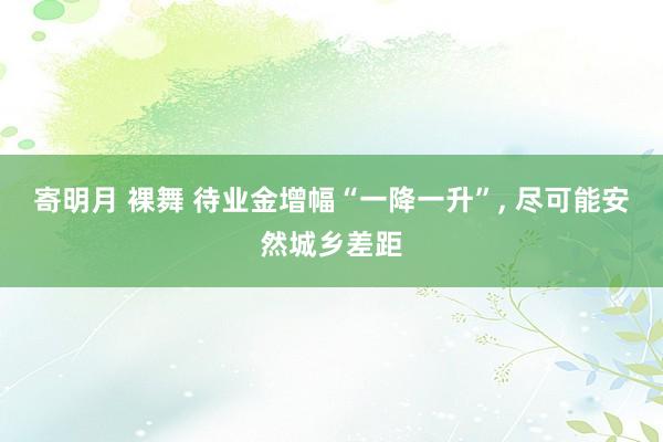 寄明月 裸舞 待业金增幅“一降一升”， 尽可能安然城乡差距