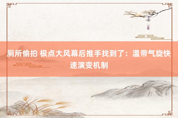 厕所偷拍 极点大风幕后推手找到了：温带气旋快速演变机制