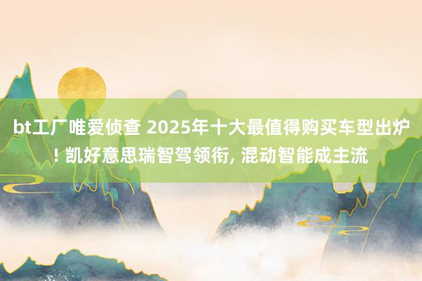 bt工厂唯爱侦查 2025年十大最值得购买车型出炉! 凯好意思瑞智驾领衔， 混动智能成主流