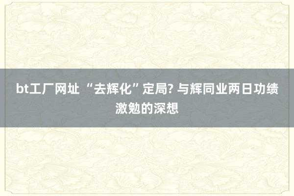 bt工厂网址 “去辉化”定局? 与辉同业两日功绩激勉的深想