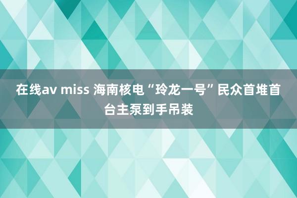 在线av miss 海南核电“玲龙一号”民众首堆首台主泵到手吊装