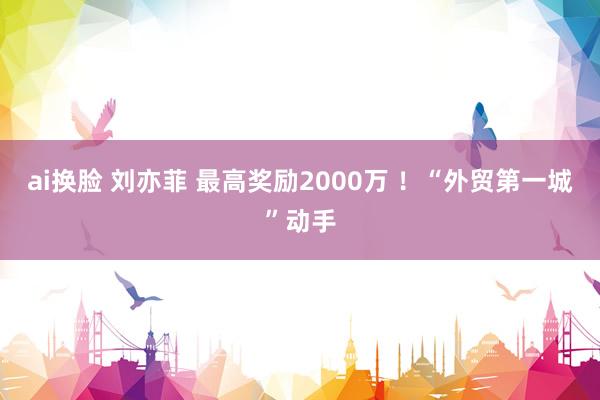 ai换脸 刘亦菲 最高奖励2000万 ！“外贸第一城”动手