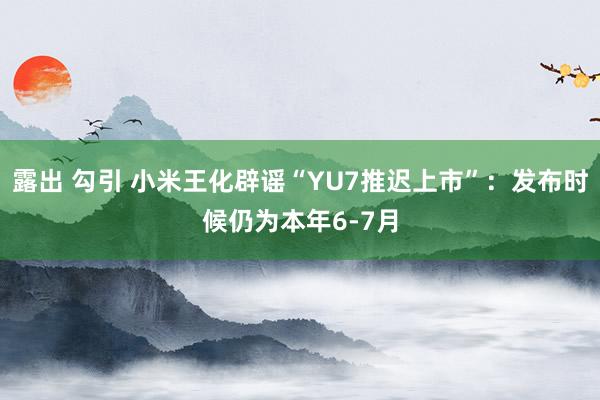 露出 勾引 小米王化辟谣“YU7推迟上市”：发布时候仍为本年6-7月